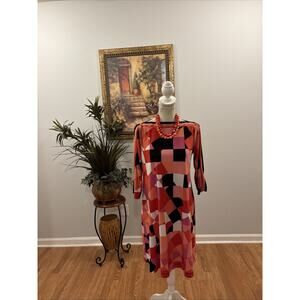 Studio One Women Shift Dress Size 6 Open 3/4 Sleeve Pullover Boat Neckline